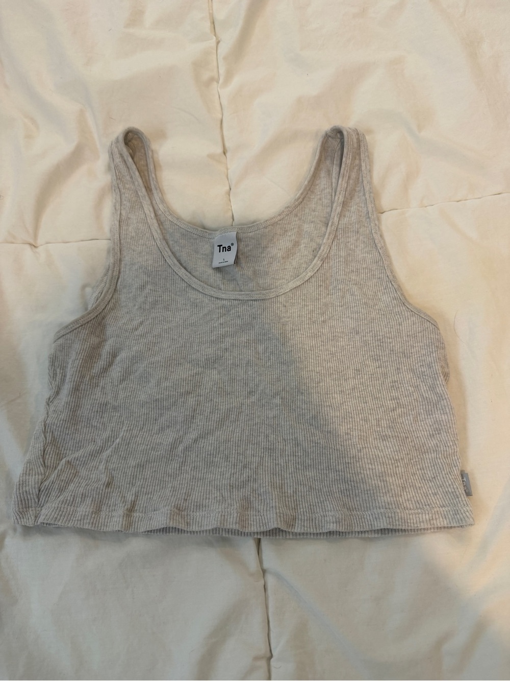TNA Ribbed Cropped Tank Top in Heather Gray